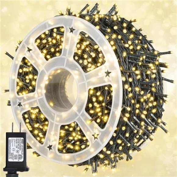 164Ft 500 LED Christmas Lights, Waterproof 8 Twinkle with Memory Functions